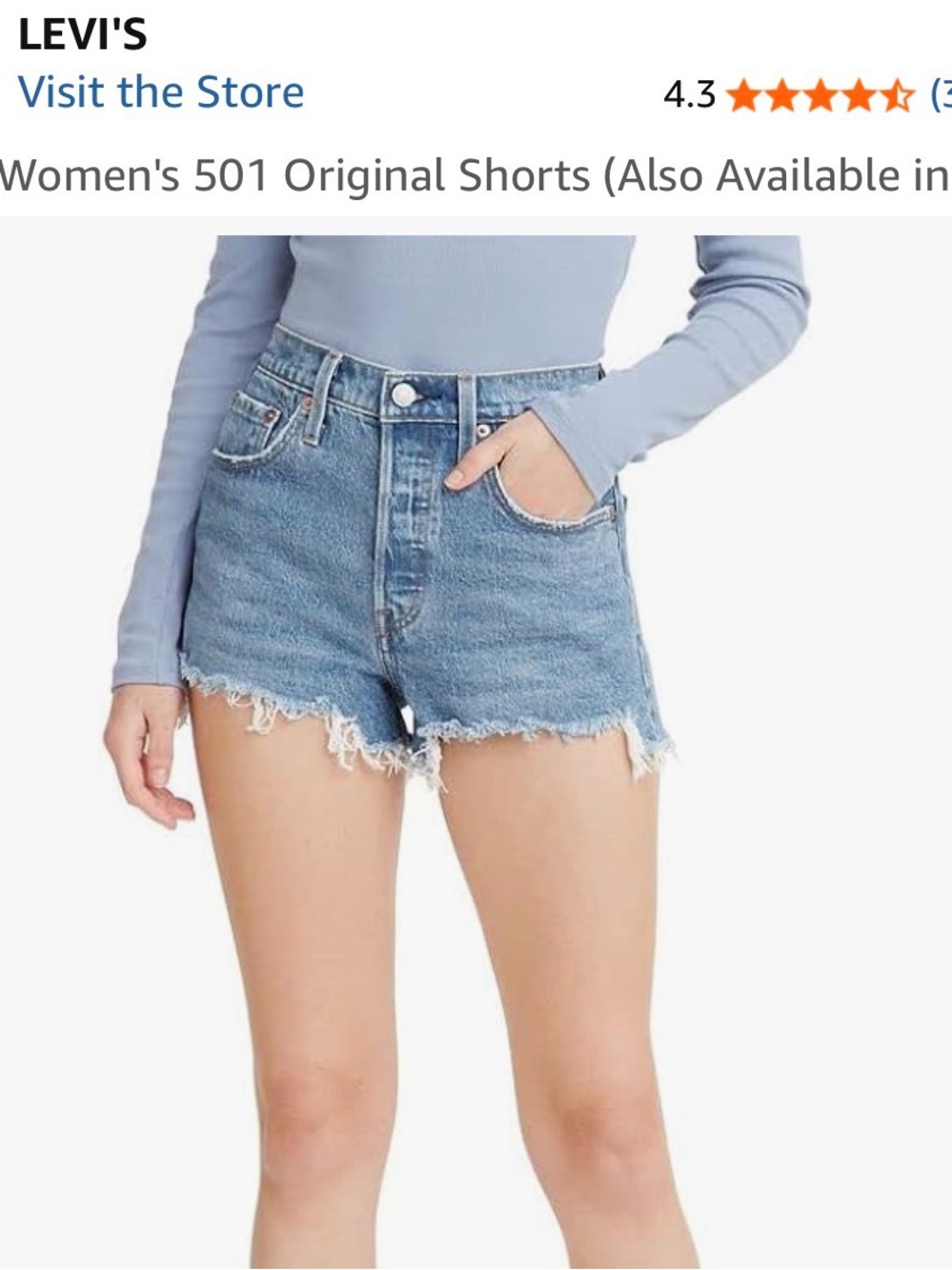 Levi's Light Blue Frayed-Hem 501 Denim Shorts